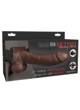 8" Hollow Rechargeable Strap-on with Remote